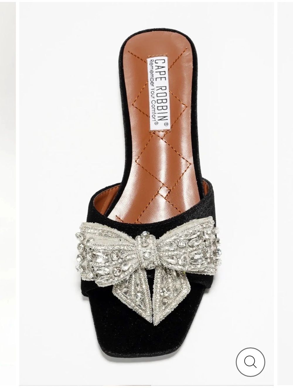 Cape Robbin Black Slide with Crystal Bow Accent - Picture 3 of 7